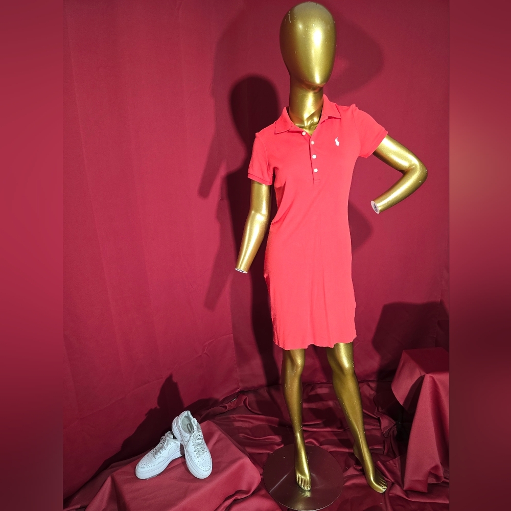 Chic Red Dress with Gold Accents